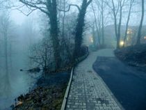 Einsamer Weg im Nebel