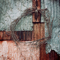 abandoned house with wreath decoration by Priska  Wettstein