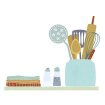 The Kitchen Shelf Retro Illustration von Nic Squirrell