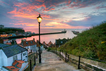 Whitby 199 Steps, Pink Glow. by Martin Williams