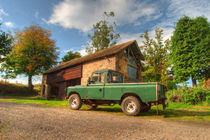 Landrover and the barn  by Rob Hawkins