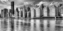 East River Manhattan In Monochrome by David Tinsley