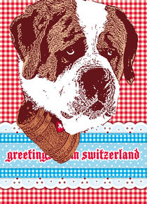 san bernardo with patterns "greetings from switzerland" von unikum Silvia Ringgenberg / Barbara Flückiger