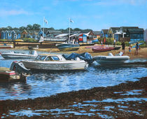 christchurch hengistbury head beach with boats by Martin  Davey