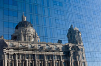 Port of Liverpool building reflected  by illu