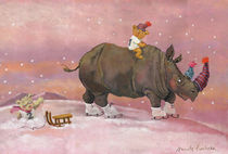 Nashorn im Schnee von Annette Swoboda