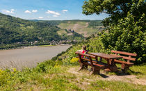 Bank bei Lorchhausen-Blick auf Bacharach von Erhard Hess