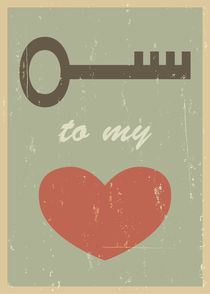 Key to my heart. Mid century poster print. Wedding gift von yaviki