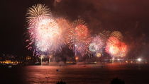 Fireworks over Bosphorus Strait by Evren Kalinbacak