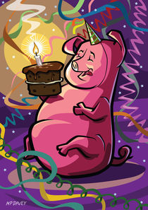 Cartoon Fat Little Birthday Pig vector illustration von Martin  Davey