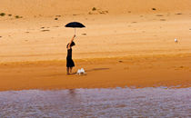 The girl with a black umbrella by Sheila Smart