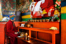 A Monk at Yiga Choling Gompa in Ghum. by Tom Hanslien