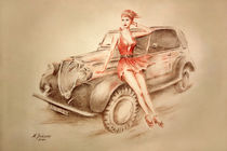 Girls und Oldtimer - Retro Malerei by Marita Zacharias