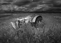 Abandoned Farm Tractor on the Prairie Black and White Version von Randall Nyhof
