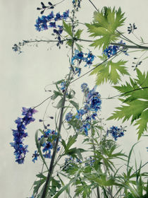 blue spikes of larkspur by Priska  Wettstein