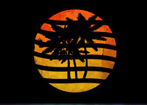 Palm Trees Grunge Sunset Artwork by Denis Marsili