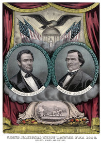 Abraham Lincoln and Andrew Johnson Election Banner 1864 by warishellstore