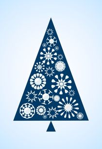 Pine Tree Snowflakes - Blue by Anastasiya Malakhova