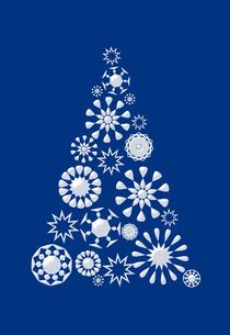 Pine Tree Snowflakes - Dark Blue by Anastasiya Malakhova