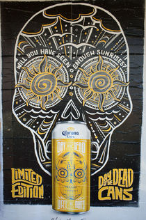 Mexican beer Can Poster Gold by John Mitchell