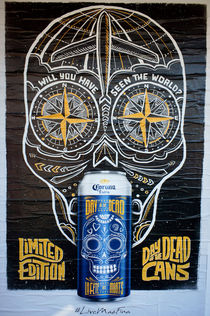 Mexican Beer Cans Poster Blue by John Mitchell