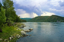 Summer storm in the mountains on the banks of the river von larisa-koshkina