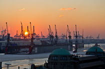 Hamburg Landungsbrücken am Abend by caladoart