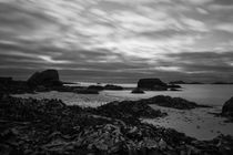 Midsummer night at Seacoast Ramberg, north norway, b/w von travelfoto