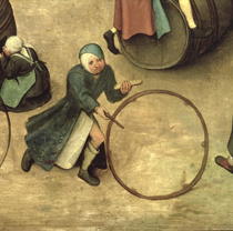 Children`s Games (Kinderspiele): detail of a child with a stick  by Pieter Brueghel the Elder