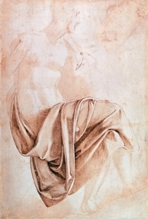 Study of drapery (drawing)  by Buonarroti Michelangelo
