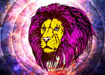 Lion Modern Pop Colors Print with Canvas Texture von Denis Marsili