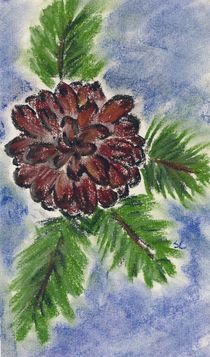 Oil Pastel - Pine Cone by Sabine Cox