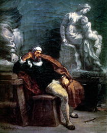 Michelangelo in seinem Atelier von Ferdinand Victor Eugèn  Delacroix