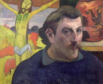 Selbstbildnis mit gelbem Christus von Paul Gauguin