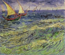 Seascape at Saintes-Maries (View of Mediterranean)  by Vincent Van Gogh