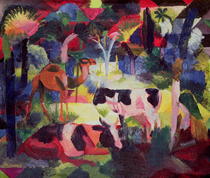 Landschaft mit Kühen und einem Kamel von August Macke