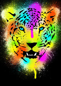 POP Tiger - Colorful Paint Splatters and Drips Portrait von Denis Marsili