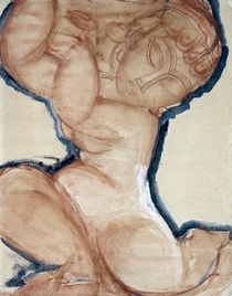 Pinke Karyatide mit blauen Rändern von Amedeo Modigliani