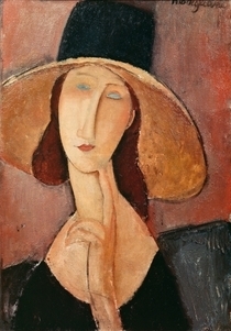 Portrait der Jeanne Hebuterne mit einem großen Hut von Amedeo Modigliani