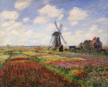 Tulpenfelder bei der Windmühle von Rijnsburg von Claude Monet