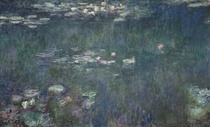 Wasserlilien, Grüne Reflexionen, Detail Zentrum von Claude Monet