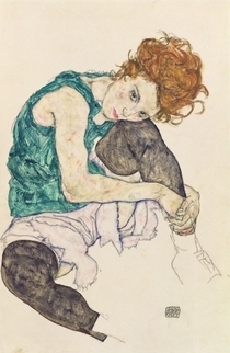 'Seated Woman with Bent Knee' von Egon Schiele