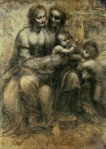 Die heilige Anna mit dem Jesuskind, Maria und Johannes dem Täufe von Leonardo Da Vinci
