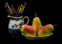 Pears, Paintbrushes, and Pottery by Jon Woodhams