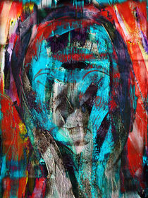 Abstract head in turquoise von Gabi Hampe