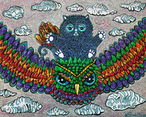 Rainbow Owl Ride by Laura Barbosa
