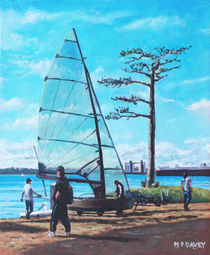 Sailing boat preparation at Weston Shore Southampton by Martin  Davey