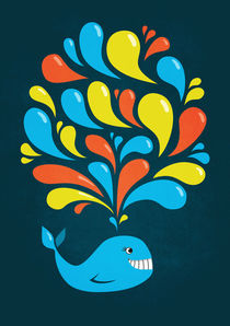 Dark Happy Cartoon Whale by Boriana Giormova