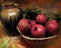 Pomegranate Basket and Clay Jar by Peter  Awax