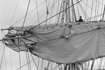 Mariner working in the rigging of a brig - monochrome by Intensivelight Panorama-Edition